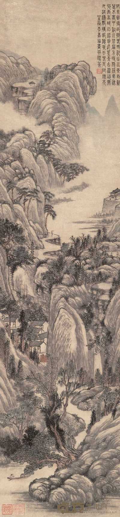 李嘉福 览胜图 立轴 130×30.5cm